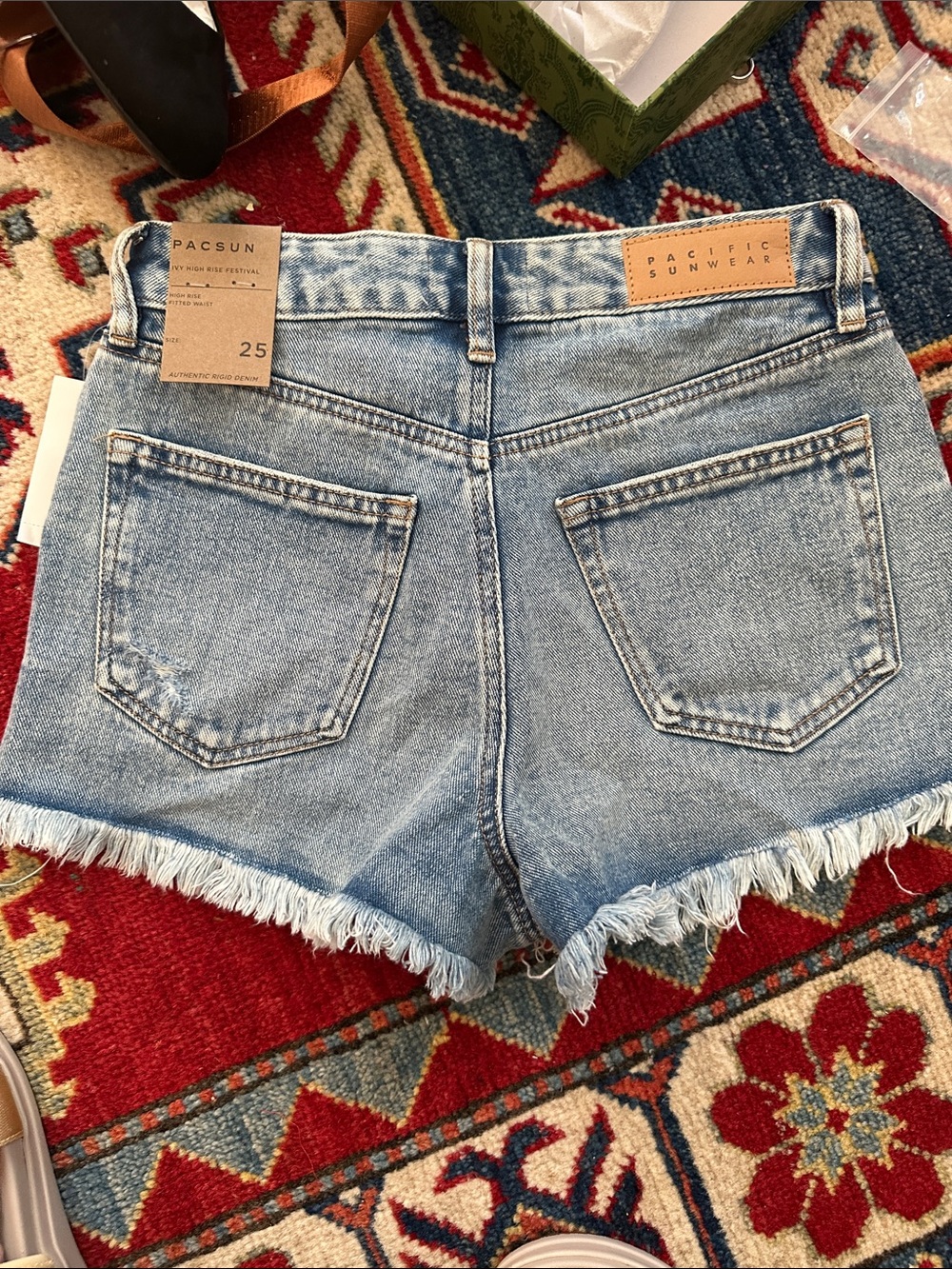 PacSun Light Wash Denim Frayed Hem Jean Shorts